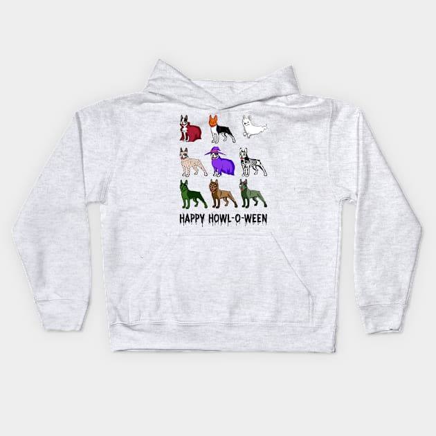 Boston Terrier Halloween Dogs Kids Hoodie by Sunset beach lover